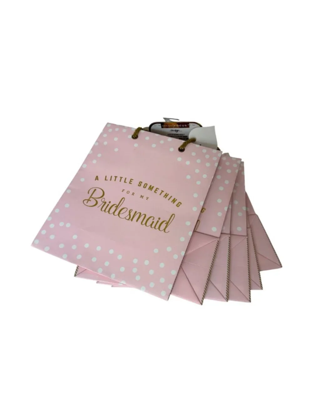 Bridesmaid Gift Bags Set of 6 Pink Polka Dot Bridal Shower Wedding Favor